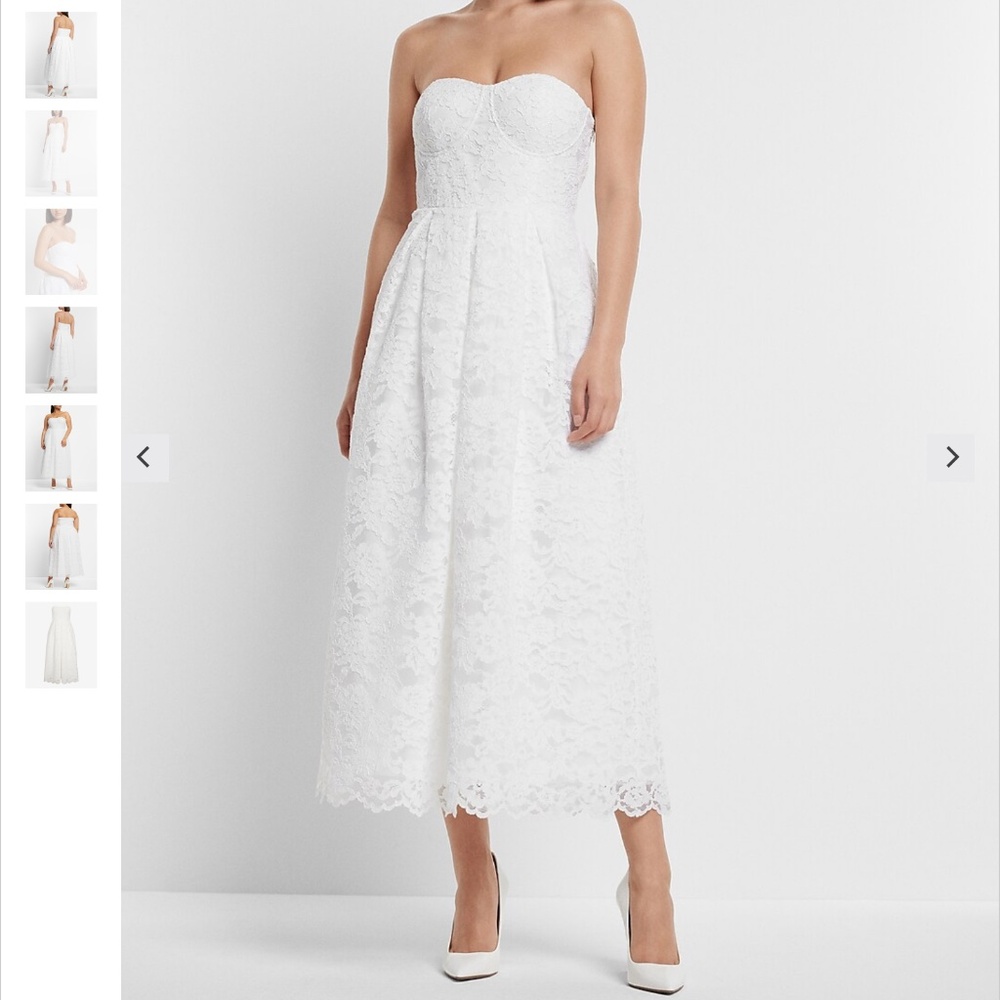 EXPRESS Bridal Lace Strapless Sweetheart Dress